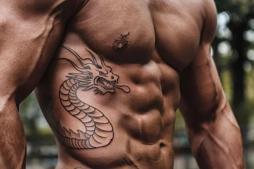 Japanese Dragon Designs rib tattoo ideas for guys