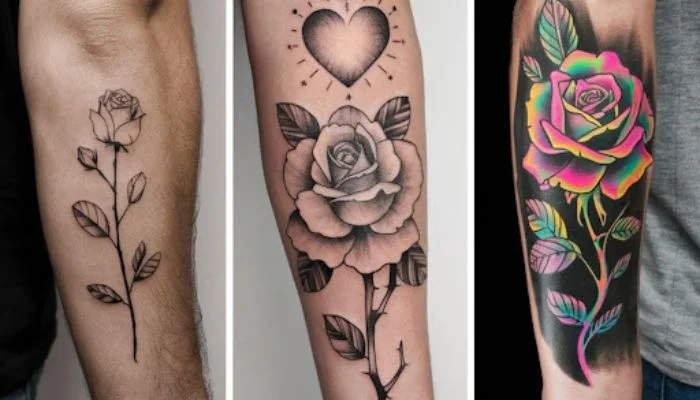 rose tattoo on arm